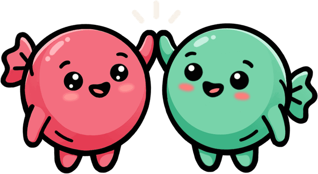 Suika and Seafoam, the Taffy mascots