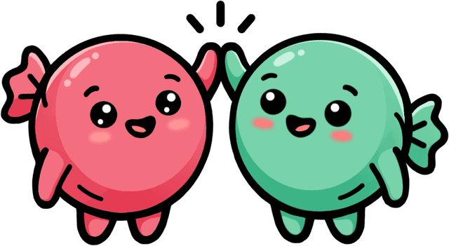 Suika and Seafoam, the Taffy mascots